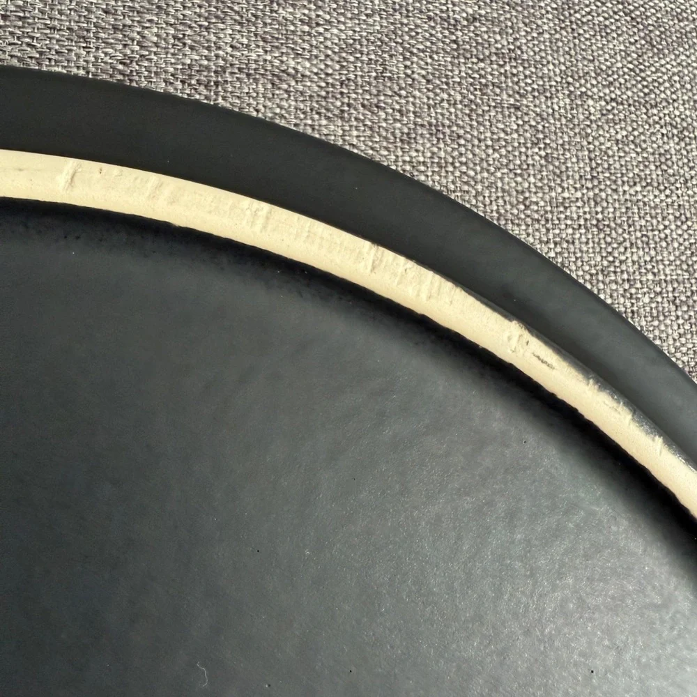 Williams-Sonoma Black Slate Stoneware Round Cheese Platter Blue Brie Wine 13”